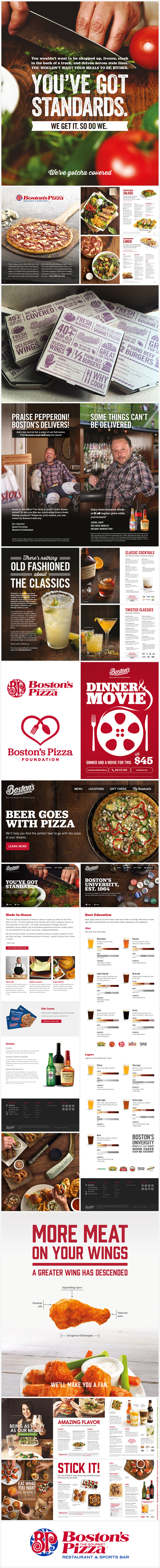 Examples of marketing collateral for Boston's Pizza